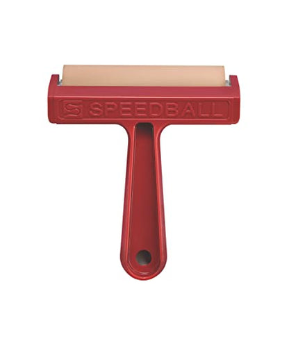 Speedball Pop-In Soft Rubber Brayer, 4" – Roller Tool for Crafting and Block Printing, Vinyl, Comfort Grip Handle