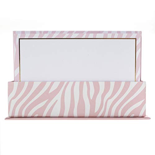 Graphique Pink Zebra Flat Notes – 50 Flat Note Cards with Matching Envelopes and Storage Box, Embellished in Gold Foil, 5.625” x 3.5”