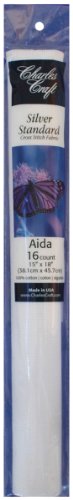 DMC TC8636-6750 Silver Label Aida Count with Soft Tube, White, 15 by 18-Inch, 16-Pack