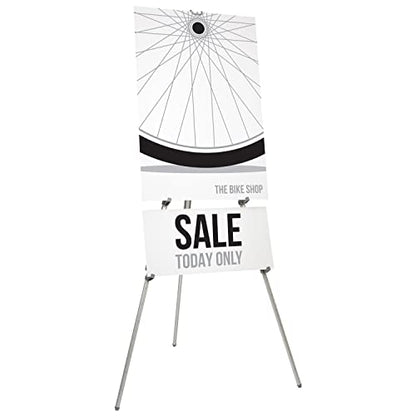 Quartet Easel, Aluminum, Heavy-Duty, Telescoping, 66" Max. Height, Supports 45 Lbs, Silver (55EX)