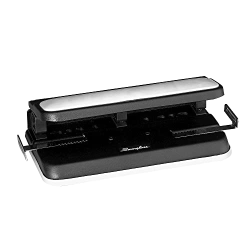 Swingline 2-7 Hole Punch, Adjustable, Heavy Duty Hole Puncher, Easy Touch, 32 Sheet Punch Capacity, Black/Gray (74300)