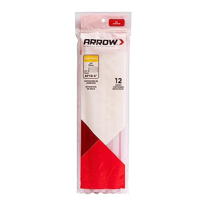 Arrow AP10-4 All Purpose Full Size Glue Sticks for Hot Glue Guns, Use for High Temp and Low Temp Crafting, Hobbies, and General Repair Projects, 10-Inch by 1/2-Inch, Clear, 12-Pack