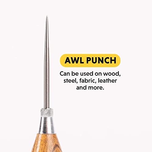 General Tools Scratch Awl Tool with Hardwood Handle - Scribe, Layout Work, & Piercing Wood - Alloy Steel Blade