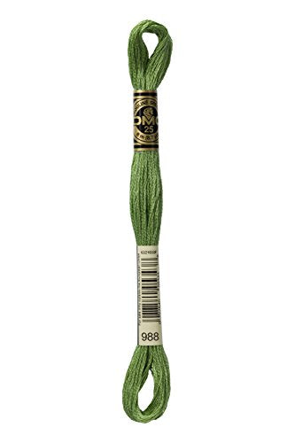 DMC 117-988 6 Strand Embroidery Cotton Floss, Medium Forest Green, 8.7-Yard