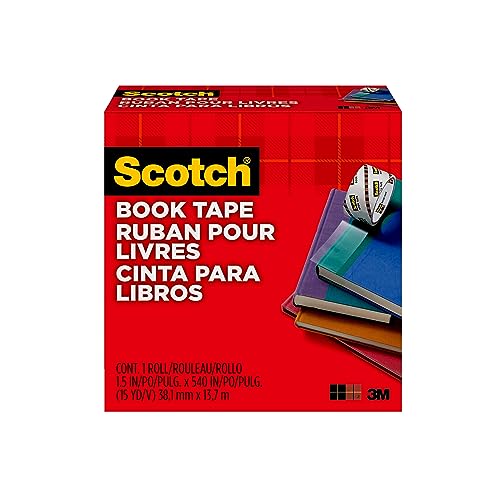 Scotch Book Tape, 1.5 in x 540 in, 1 Roll/Pack, Excellent for Repairing, Reinforcing Protecting, and Covering (845-150)