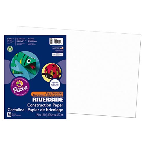 Riverside 3D Construction Paper, White, 12" x 18", 50 Sheets