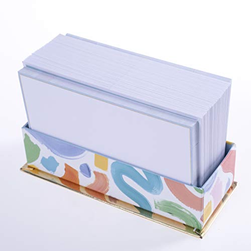 Graphique Brush Strokes Flat Notes – 50 Flat Note Cards with Matching Envelopes and Storage Box, Embellished in Gold Foil, 5.625” x 3.5”