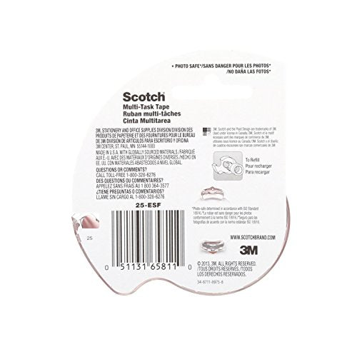 Scotch MultiTask Tape, Standard Width, Engineered for Office and Home Use, Photo-Safe, 3/4 x 650 Inches (25)