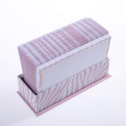 Graphique Pink Zebra Flat Notes – 50 Flat Note Cards with Matching Envelopes and Storage Box, Embellished in Gold Foil, 5.625” x 3.5”