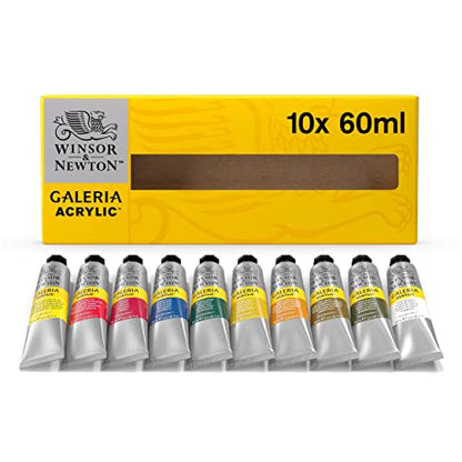 Winsor & Newton Galeria Acrylic Paint, 10 x 60ml (2--oz) Tube Paint Set