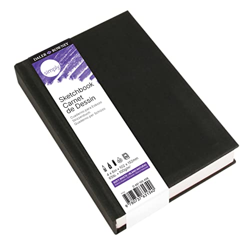 Daler-Rowney Simply Sketchbook - 4in x 6in Hardbound Sketchbook - 110-Page Black Sketchbook for Dry Techniques - Drawing Sketchbook for Artists and Students of All Ages