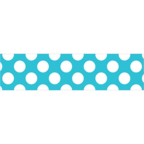 Schoolgirl Style Straight Borders, Teal with Polka Dots (108347)