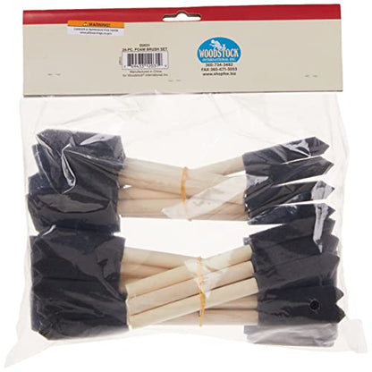 Woodstock D2031 Foam Brush with Wooden Handles, 24-Piece