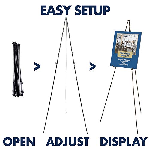 Quartet Instant Easel 63” Stand, Supports 5 lbs., Tripod Base, Powder Coated Steel Material, Collapsible, Black (29E)