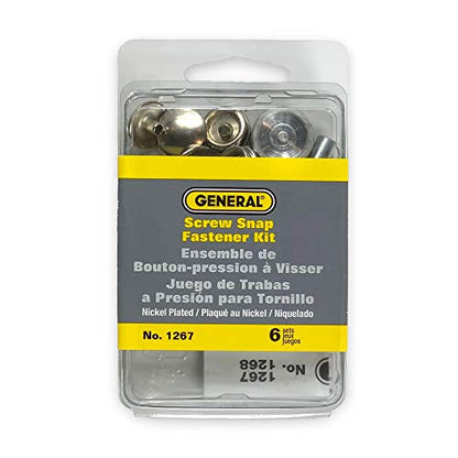 General Tools 1267 Screw Snap Fastener Kit with 6 Fasteners,Silver