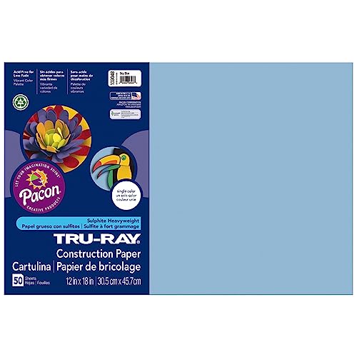 Tru-Ray® Construction Paper, 50% Recycled, 12" x 18", Sky Blue, Pack Of 50