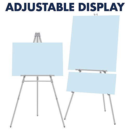 Quartet Easel, Aluminum, Heavy-Duty, Telescoping, 66" Max. Height, Supports 45 Lbs, Silver (55EX)