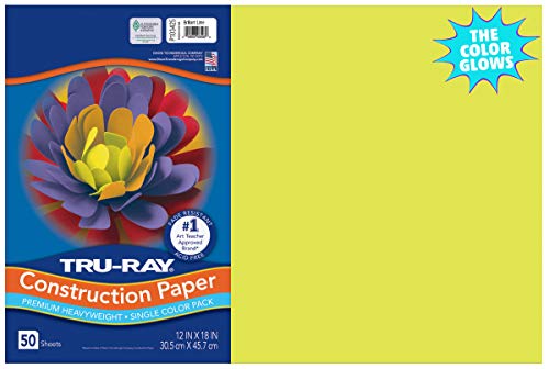 Tru-Ray Heavyweight Construction Paper, Brilliant Lime, 12" x 18", 50 Sheets