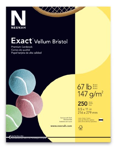 Wausau Vellum Bristol Cardstock, 67 lb, 8.5 x 11 Inch, Pastel Yellow, 250 Sheets (81338)