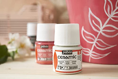 Pebeo 025-024 Ceramic, Enamel Effect Paint, 45 ml Bottle - Cherry Red