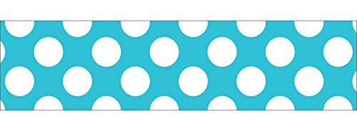 Schoolgirl Style Straight Borders, Teal with Polka Dots (108347)