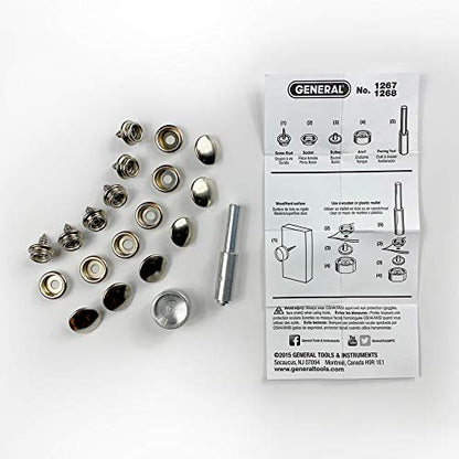 General Tools 1267 Screw Snap Fastener Kit with 6 Fasteners,Silver