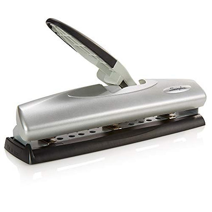 Swingline Desktop Hole Punch, 2-7 Holes Adjustable, 20 Sheet Capacity, Light Touch Low Effort Paper Punch, Black/Silver (74030)