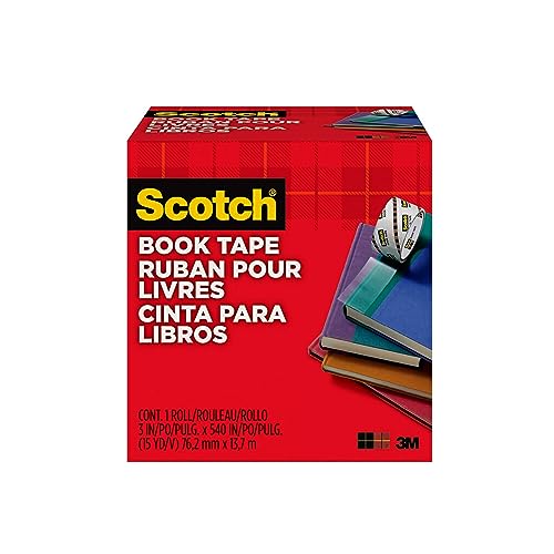 Scotch Book Tape, 3 in x 540 in, Excellent for Repairing, Reinforcing Protecting, and Covering (845-300)