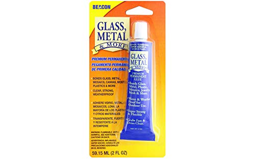 BEACON Glass, Metal & More - Premium Permanent Glue for Jewelry, Outdoor Projects & More - Bond Glass, Metal, Plastic Effectively, Weatherproof, Dries Clear, 2-Ounce