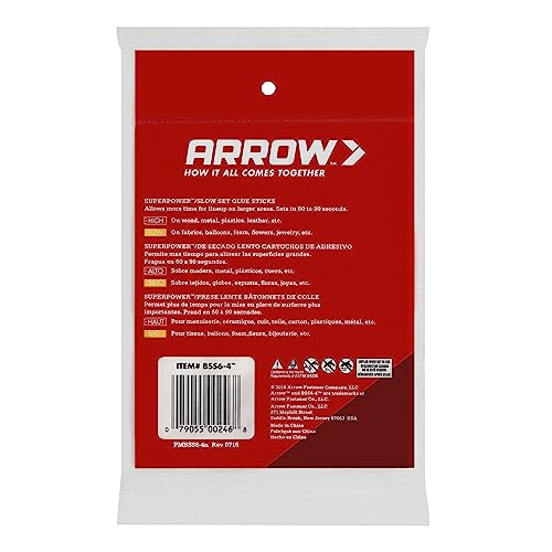 Arrow BSS-6 All Purpose Slow Set Mini Glue Sticks For Hot Glue Guns, Use for High Temp and Low Temp Crafting, Hobbies, and General Repair Projects, 4-Inch by 1/2-Inch, Clear, 12-Pack