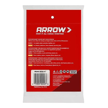 Arrow BSS-6 All Purpose Slow Set Mini Glue Sticks For Hot Glue Guns, Use for High Temp and Low Temp Crafting, Hobbies, and General Repair Projects, 4-Inch by 1/2-Inch, Clear, 12-Pack