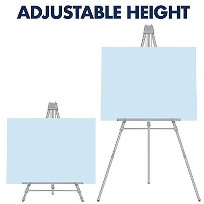 Quartet Easel, Aluminum, Heavy-Duty, Telescoping, 66" Max. Height, Supports 45 Lbs, Silver (55EX)