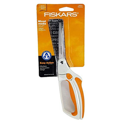 Fiskars Premier No. 8 Easy Action Sewing and Crafting Scissors  - Spring Action Fabric & Craft Scissors - White