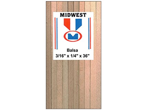 Midwest Products Co. Balsa Strips 3/16 x 1/4 x 36 10 MID6056 Wood Building Supplies