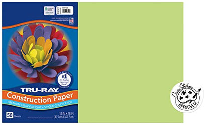 Tru-Ray Heavyweight Construction Paper, Chartreuse, 12" x 18", 50 Sheets