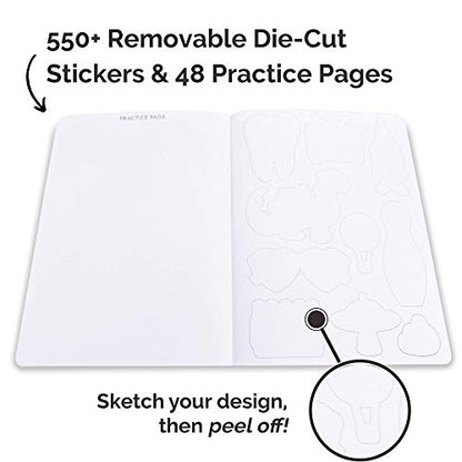 Piccadilly Sketch Your Sticker | Guided Artistic Sketchbook with Removeable Die-Cut Stickers | 550+ Sticker Outlines | 100 Pages (9781620098561), white