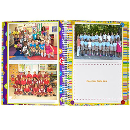 School Memory Book Album Keepsake Scrapbook Photo Kids Memories from Preschool Through 12th Grade with Pockets for Storage Portfolio + Bonus 12 Slots to Paste Pictures - of School Pictures, Grad etc.