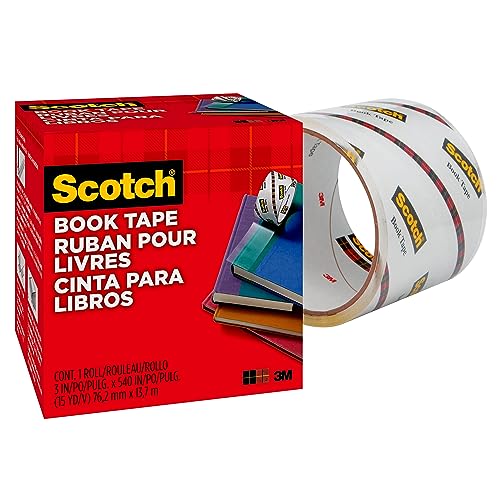 Scotch Book Tape, 3 in x 540 in, Excellent for Repairing, Reinforcing Protecting, and Covering (845-300)