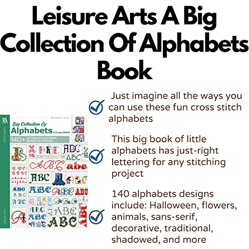 Leisure Arts A Big Collection Of Alphabets Book, Cross Stitch Alphabet Pattern Books, Cross Stitch Letters Bible, Alphabet Cross Stitch Kits, Cross Stitch Letter Patterns