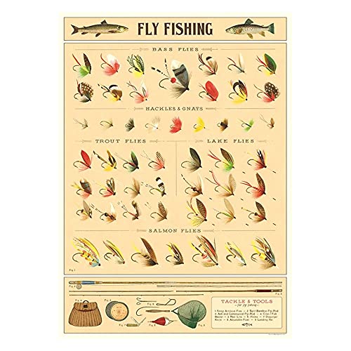 Cavallini Decorative Wrap Poster, Fly Fishing, 20 x 28 Inch Italian Archival Paper (WRAP/Flyfish)