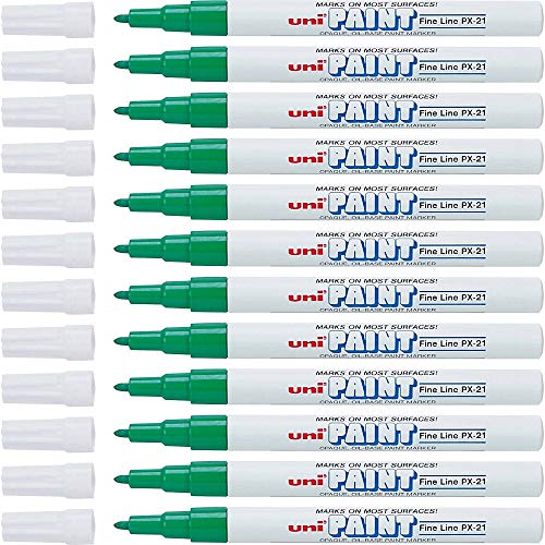 Uni-Paint 63704 PX-21 Oil-Based Paint Marker, Fine Point, Green, 12-Count