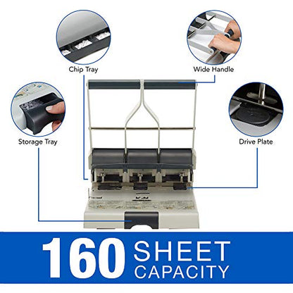 Swingline 2-3 Hole Punch, Adjustable, Heavy Duty Hole Puncher, 160 Sheet Punch Capacity (74650)