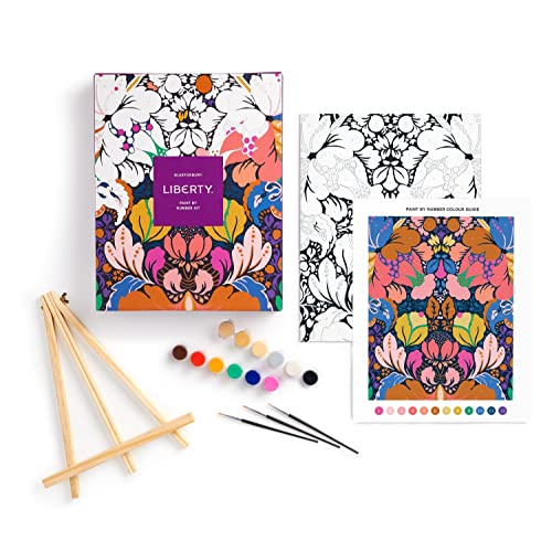 Galison Liberty Glastonbury – DIY Paint by Number Kit with Stunning Floral Foliage Design for Beginners and Experts Includes Easel Paint and Brushes