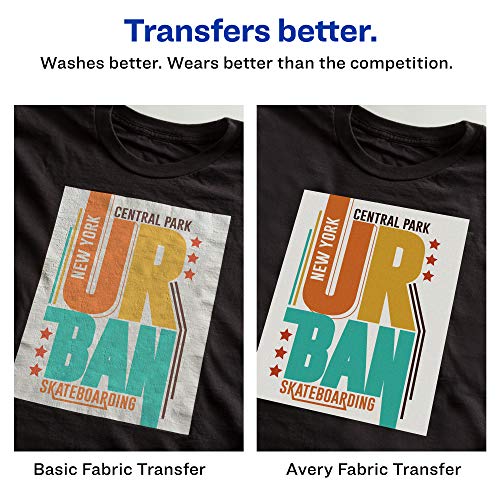 Avery Printable T-Shirt Transfers, For Use on Dark Fabrics, Inkjet Printers, 5 Paper Transfers (3279)