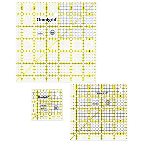 Omnigrid Square Value Pack (2-1/2", 4-1/2", 6-1/2") Quilting Ruler, Clear