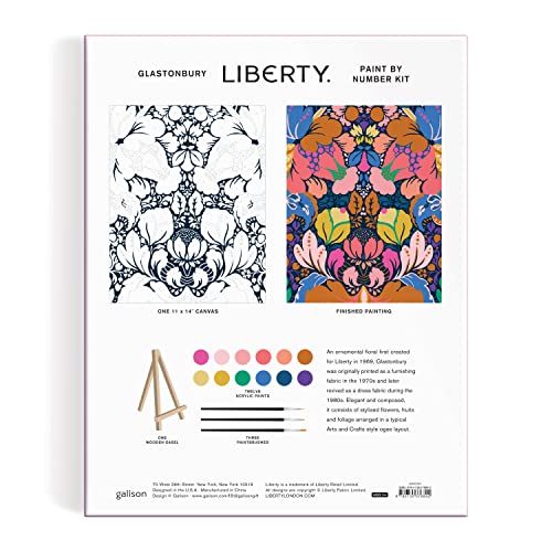 Galison Liberty Glastonbury – DIY Paint by Number Kit with Stunning Floral Foliage Design for Beginners and Experts Includes Easel Paint and Brushes