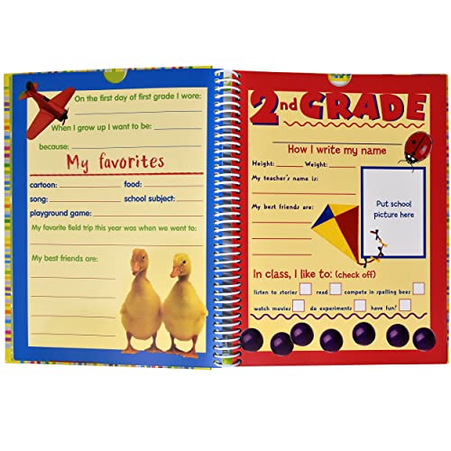 School Memory Book Album Keepsake Scrapbook Photo Kids Memories from Preschool Through 12th Grade with Pockets for Storage Portfolio + Bonus 12 Slots to Paste Pictures - of School Pictures, Grad etc.