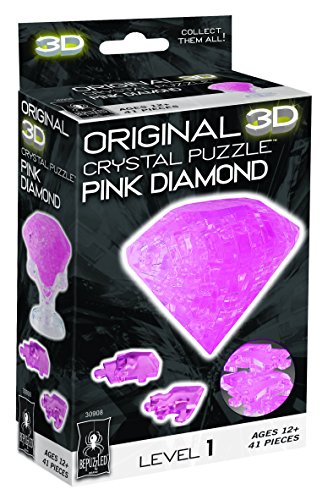 Bepuzzled Original 3D Crystal Puzzle - Pink Diamond - Fun yet challenging brain teaser that will test your skills and imagination, For Ages 12+