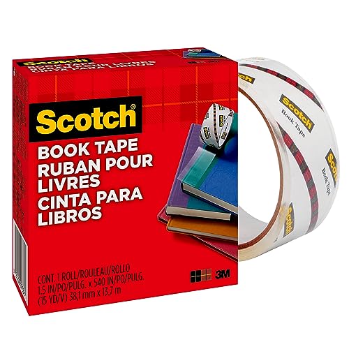 Scotch Book Tape, 1.5 in x 540 in, 1 Roll/Pack, Excellent for Repairing, Reinforcing Protecting, and Covering (845-150)