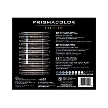 Prismacolor 3622 Premier Double-Ended Art Markers, Fine and Chisel Tip, Cool Grey, 12-Count